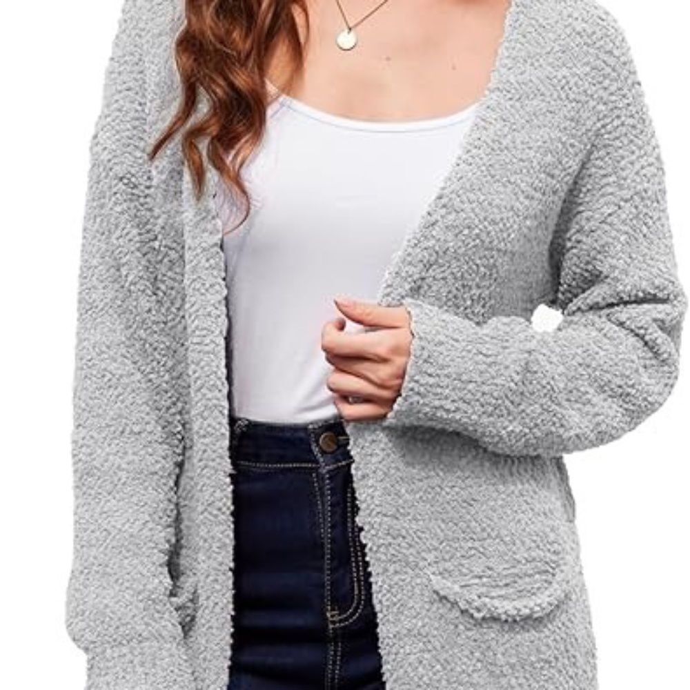 OURS Women's Casual Long Sleeve Open Front Cardigan Pockets